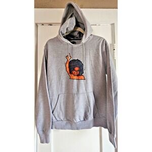 Kapri 100% cotton combed fleece‎ unisex M " POWER UP " gray hoodie